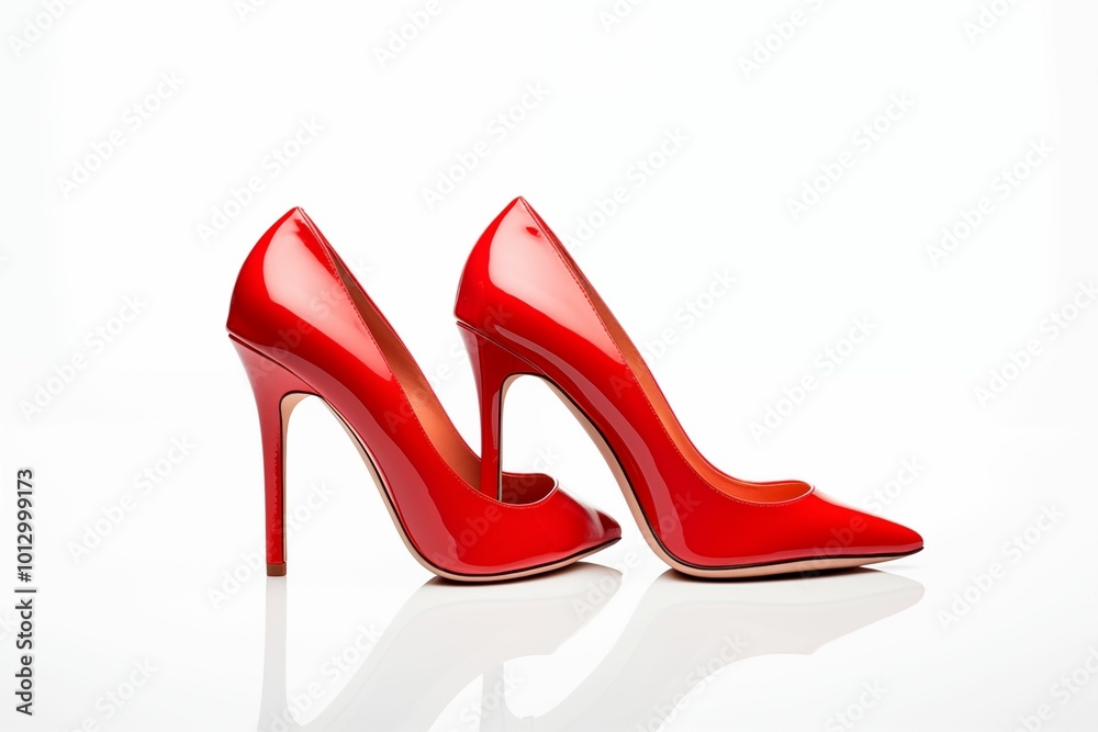 Red high heels isolated on white background. Generative ai
