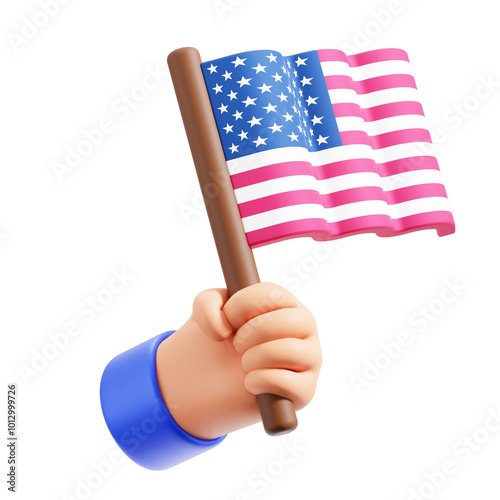 PNG 3D American flag icon isolated on a white background