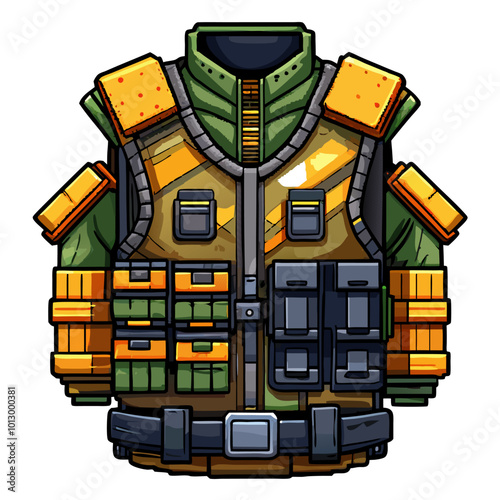Tactical Military Vest Vector Illustration with Camouflage Design
