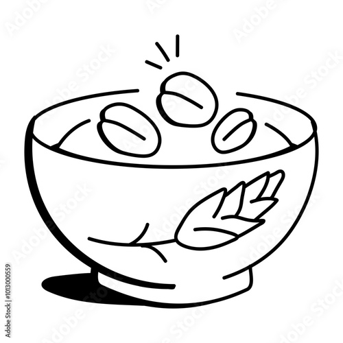 A doodle icon of oatmeal bowl 

