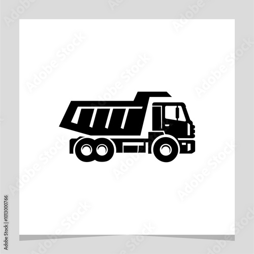 Dump Truck Sihouette Illustration Element Vector , Transport for Construction Logo Element