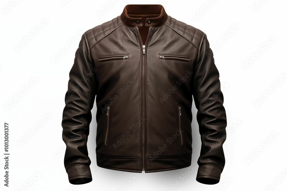 Leather jacket isolated on white background. Generative ai Leather jacket isolated on white background. Generative ai