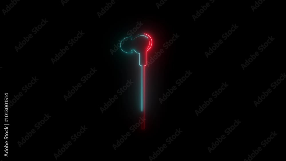 Neon glowing Earphones Icon animation on black background. Neon headphone symbol. Computer Headphone speaker. Neon red and cyan color icon animated . Neon glowing Earphones Icon animation on black background. Neon headphone symbol. Computer Headphone speaker. Neon red and cyan color icon animated .
