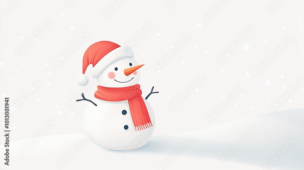 A snowman wearing a red hat and a red scarf. A snowman wearing a red hat and a red scarf.