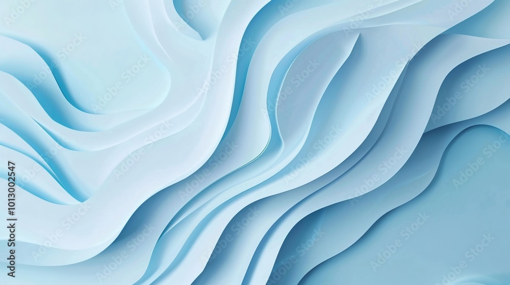 Obraz premium Graceful, fluid layers of blue paper create a calming, abstract oceanic wave-like pattern.
