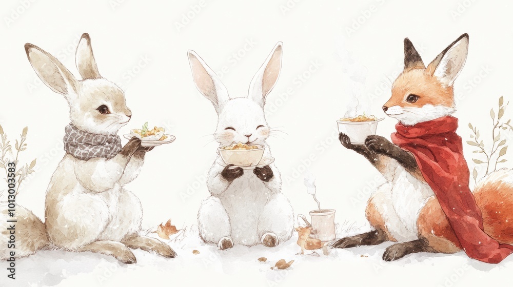 Fototapeta premium A group of animals sitting next to each other