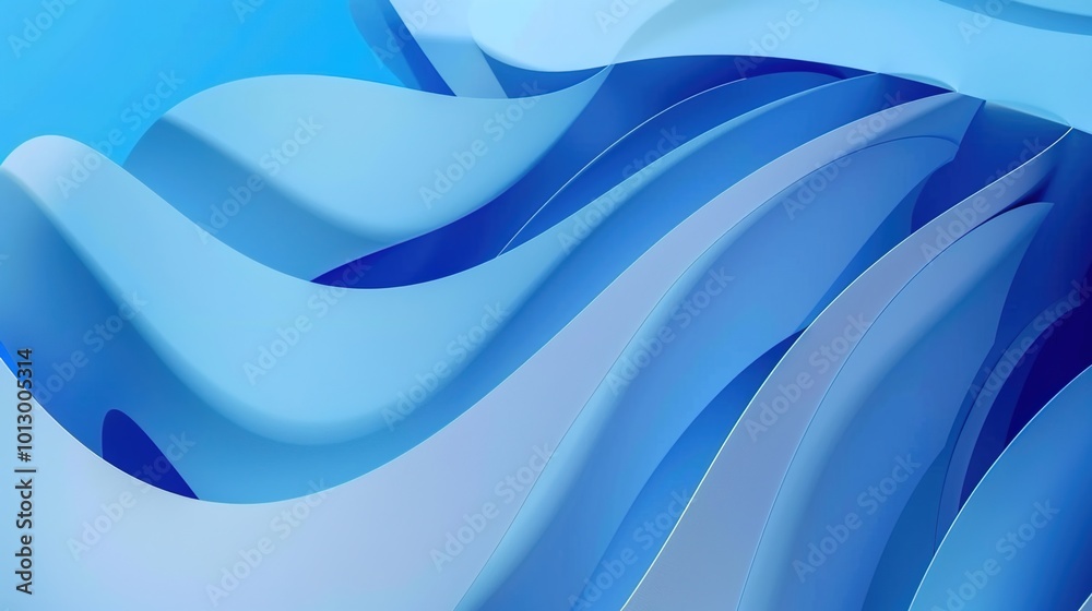 Graceful, fluid layers of blue paper create a calming, abstract oceanic wave-like pattern. Graceful, fluid layers of blue paper create a calming, abstract oceanic wave-like pattern.