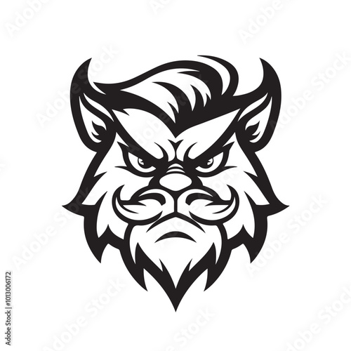 Galon Funny Logo Mascot Thicker Outline White Background Black and White Color