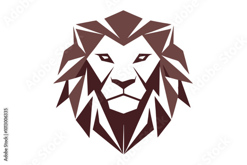 Creative Lion Head Design Featuring Geometric Shapes in Vector Style
