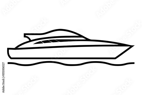 Chic Yacht Icon with Sleek Hull Vector Artwork Ideal for Sailing Enthusiasts





