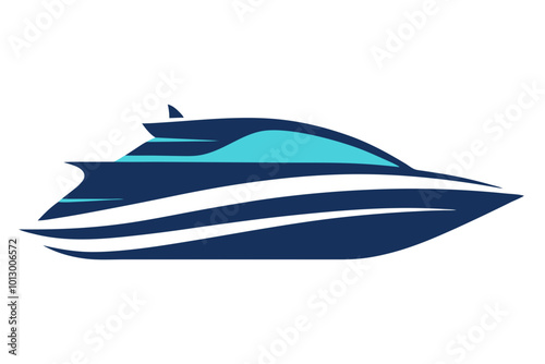 Sleek Yacht Icon Featuring Smooth Hull Vector Illustration for Modern Nautical Designs
