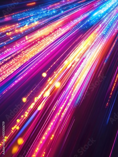 Overhead view of a firework display lighting up the night, with colorful trails of light on a bright magenta background, offering plenty of space for messaging photo
