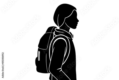 Simple Person Icon with a Backpack Walking Vector Illustration for Adventure and Exploration Themes
