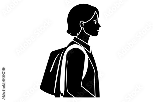 Vibrant Vector Illustration of a Simple Person Icon Trekking with a Backpack on a Journey
