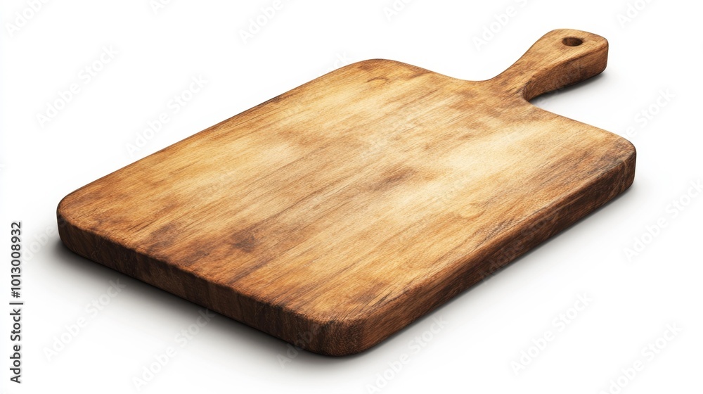 Natural wooden cutting board isolated on white background perfect for kitchen tool advertisements food photography or culinary equipment displays. Generative AI Natural wooden cutting board isolated on white background perfect for kitchen tool advertisements food photography or culinary equipment displays. Generative AI