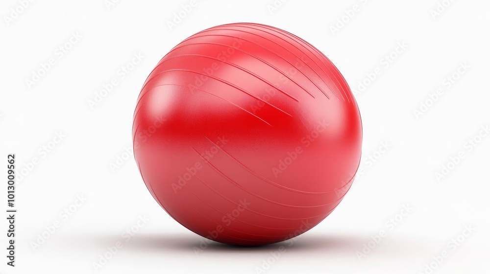 High-quality red exercise ball on a clean white background with detailed surface texture and design. Ideal for fitness yoga and exercise-related themes. Generative AI High-quality red exercise ball on a clean white background with detailed surface texture and design. Ideal for fitness yoga and exercise-related themes. Generative AI