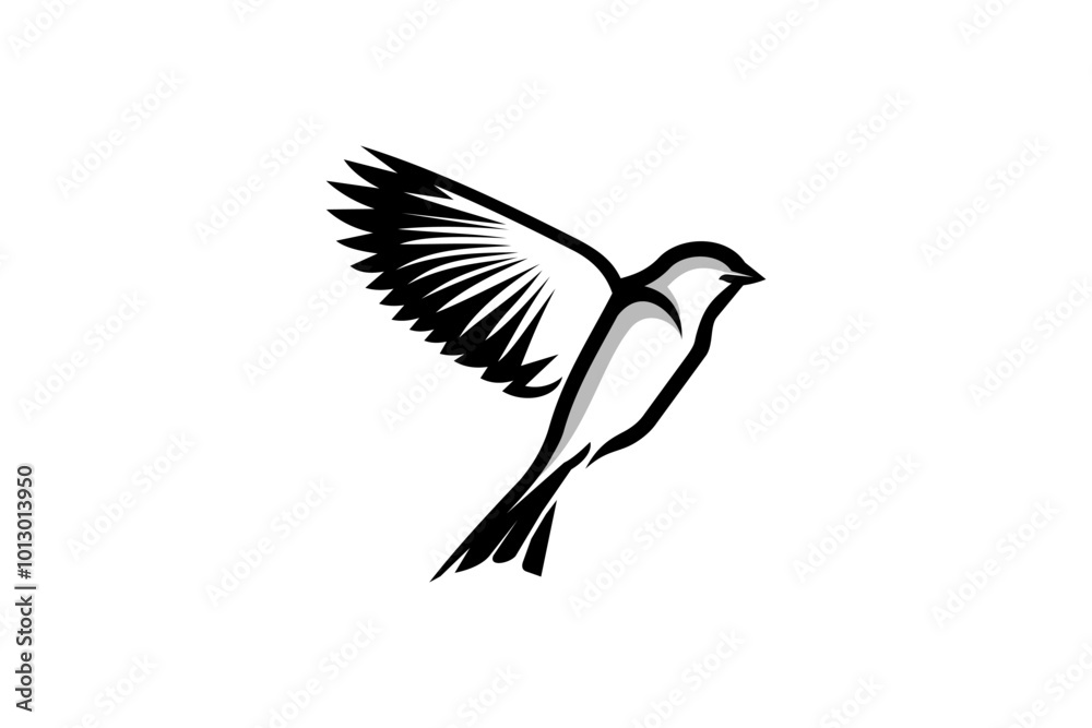 Obraz premium Flying Bird Design Outline Wildlife Feather Graphic Design Silhoutte
