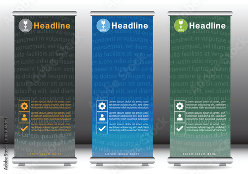 Roll up design banner display mockup template