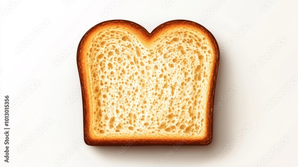 Close-up of a slice of white toasted bread on a plain white background for food and culinary designs. Generative AI Close-up of a slice of white toasted bread on a plain white background for food and culinary designs. Generative AI