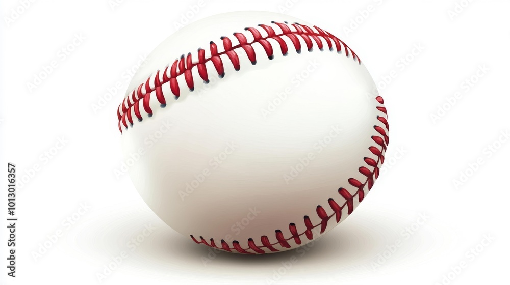 Close-up of a baseball on a white background showing intricate red stitching details. Generative AI Close-up of a baseball on a white background showing intricate red stitching details. Generative AI