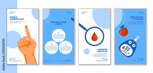 Diabetes Prevention Campaign Flat Cartoon HandDrawn Social Media Stories Illustration