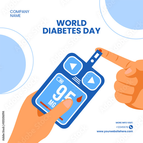 World Diabetes Awareness Social Media Background Flat Cartoon Style Template Illustration