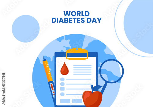 Social Media Diabetes Day Flat Cartoon Template Background Illustration