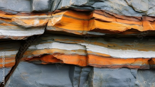 Close-Up of Layered Rock Formation. photo