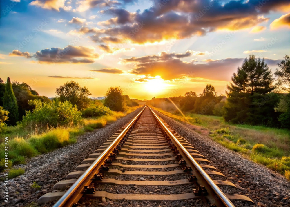railway in the morning railway in the morning