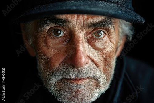 Close-up portrait of an elderly man. Use this image to represent wisdom, experience, and the passage of time.