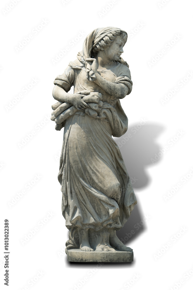 Ancient Greek woman statue isolated on white background. This has clipping path.