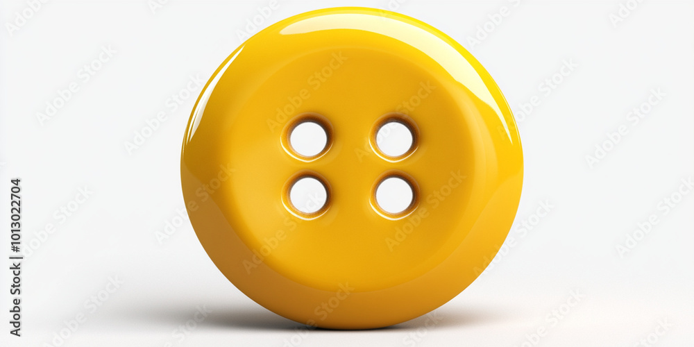 Fototapeta premium A yellow button isolated on white background