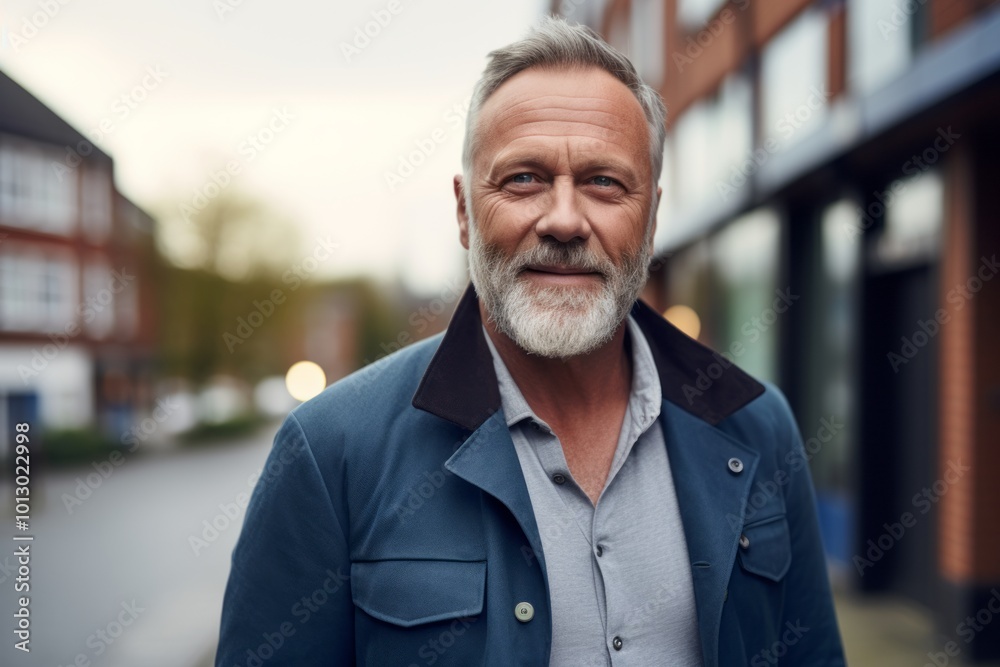 Portrait of a handsome senior man with grey beard standing outdoors. Portrait of a handsome senior man with grey beard standing outdoors.