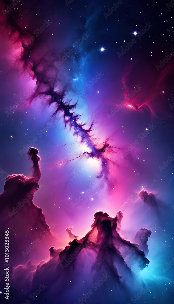A phone wallpaper featuring a distant galaxy with vibrant colors and swirling stars, perfect for astronomy lovers and anyone who appreciates the beauty of the cosmos.


