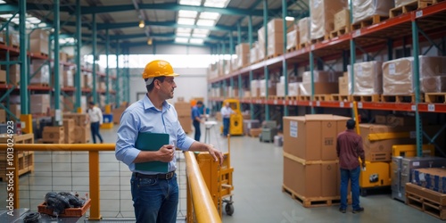 Indian Warehouse Operations Leader Checking Stock Movements and Productivity Levels with Notepad