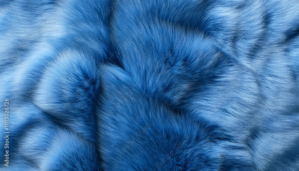 Obraz premium Blue fur texture top view. Blue sheepskin background
