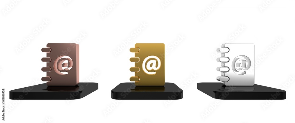 Colorful Address book icon isolated on white background. Notebook, address, contact, directory, phone, telephone book icon. Minimalism concept. 3D render illustration Colorful Address book icon isolated on white background. Notebook, address, contact, directory, phone, telephone book icon. Minimalism concept. 3D render illustration