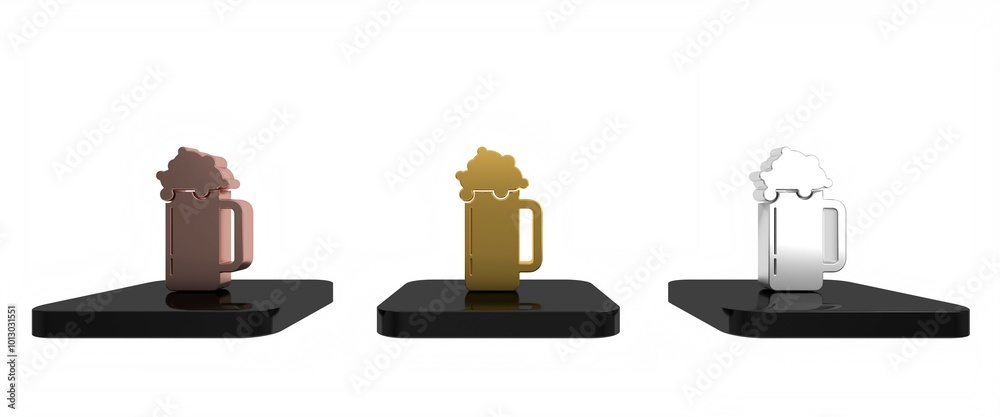 Colorful Glass of beer icon isolated on white background. Minimalism concept. 3D render illustration Colorful Glass of beer icon isolated on white background. Minimalism concept. 3D render illustration