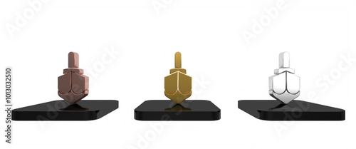 Colorful Hanukkah dreidel icon isolated on white background. Minimalism concept. 3D render illustration