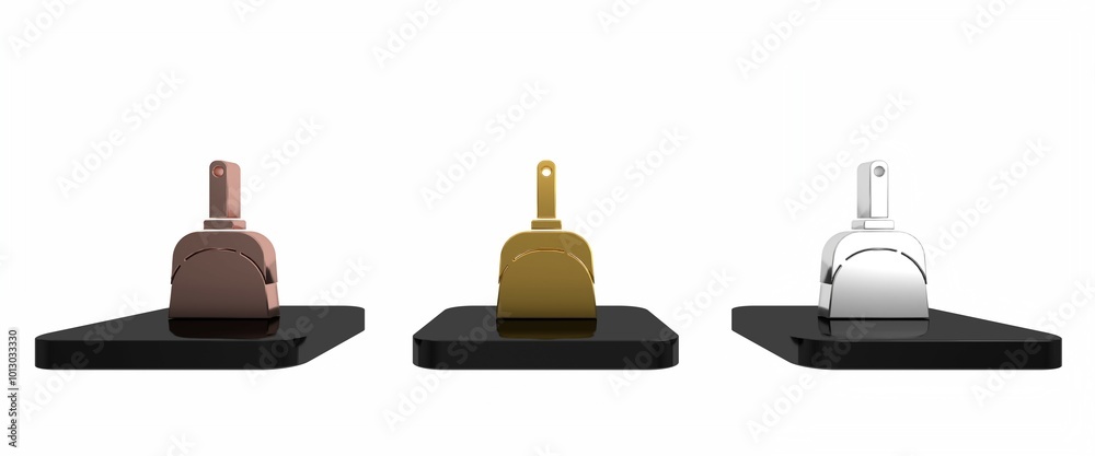 Colorful Dustpan icon isolated on white background. Cleaning scoop services. Minimalism concept. 3D render illustration Colorful Dustpan icon isolated on white background. Cleaning scoop services. Minimalism concept. 3D render illustration