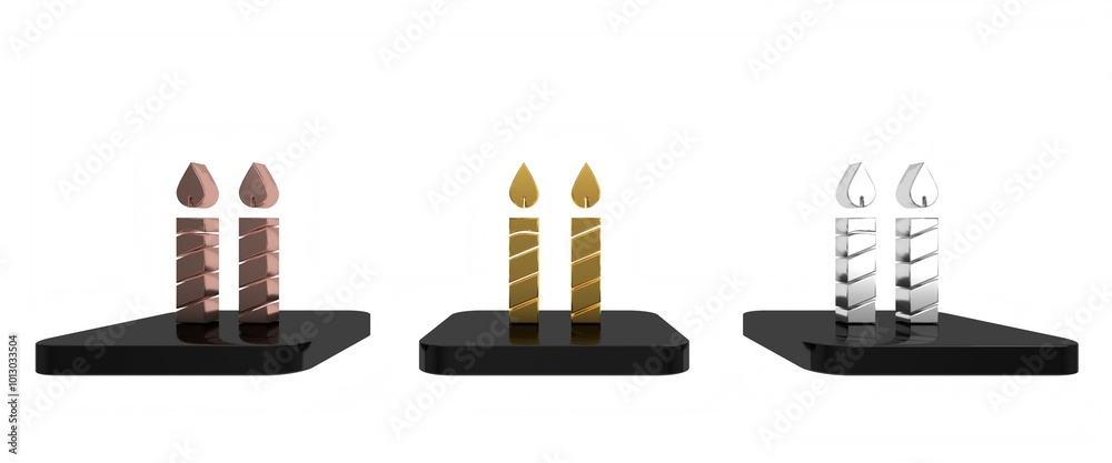 Colorful Birthday cake candles icon isolated on white background. Minimalism concept. 3D render illustration