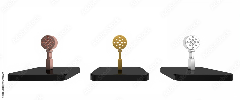 Colorful Spatula icon isolated on white background. Kitchen spatula icon. BBQ spatula sign. Barbecue and grill tool. Minimalism concept. 3D render illustration