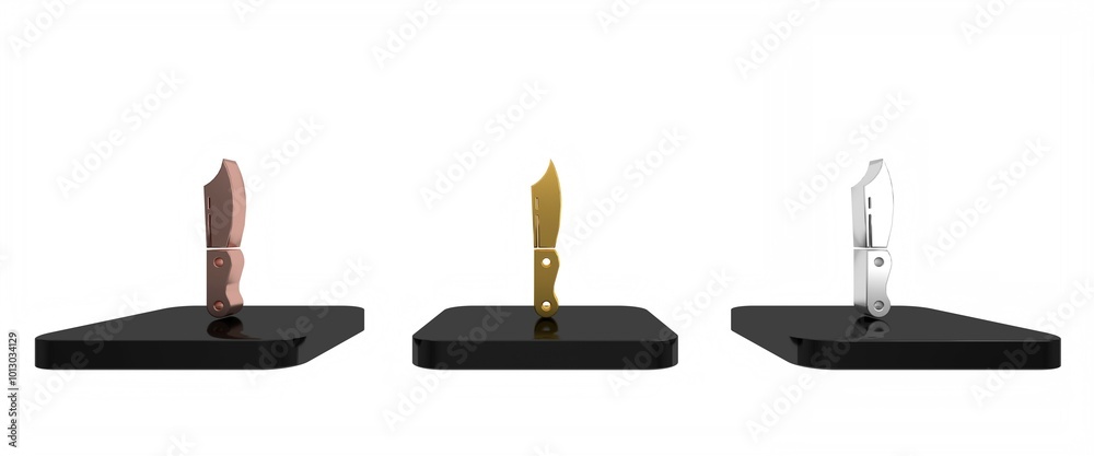 Fototapeta premium Colorful Military knife icon isolated on white background. Minimalism concept. 3D render illustration