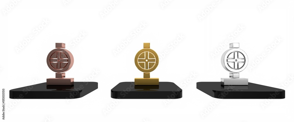 Colorful Industry metallic pipes and valve icon isolated on white background. Minimalism concept. 3D render illustration