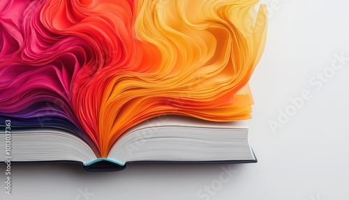 Colorful Book Pages Abstract Background with Orange Red and Yellow Hues