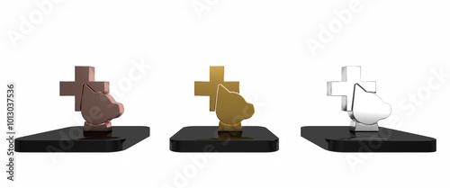 Colorful Veterinary clinic symbol icon isolated on white background. Cross with dog veterinary care. Pet First Aid sign. Minimalism concept. 3D render illustration