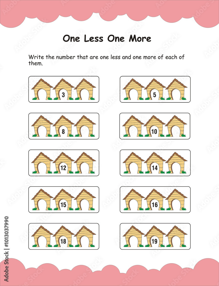Number puzzle for kids, Number one less and one more. Greater, less or equal to game. Worksheet for preschool kids, activity sheet, Missing number. Number puzzle for kids, Number one less and one more. Greater, less or equal to game. Worksheet for preschool kids, activity sheet, Missing number.