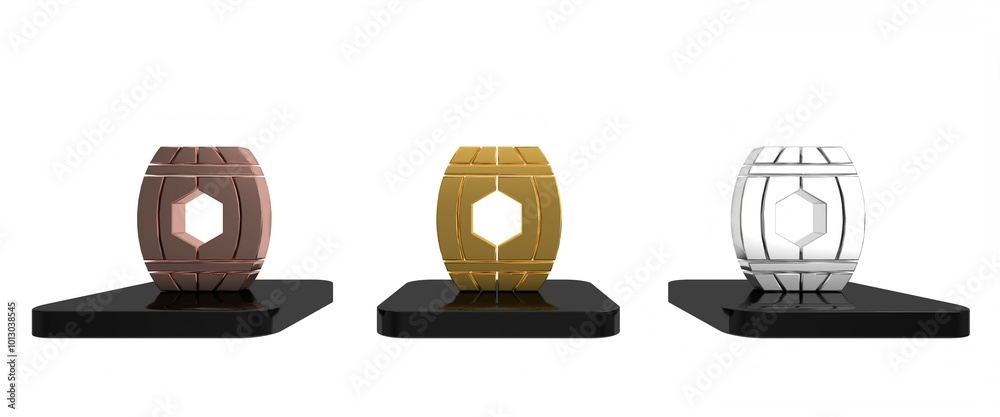 Colorful Wooden barrel with honey icon isolated on white background. Minimalism concept. 3D render illustration Colorful Wooden barrel with honey icon isolated on white background. Minimalism concept. 3D render illustration
