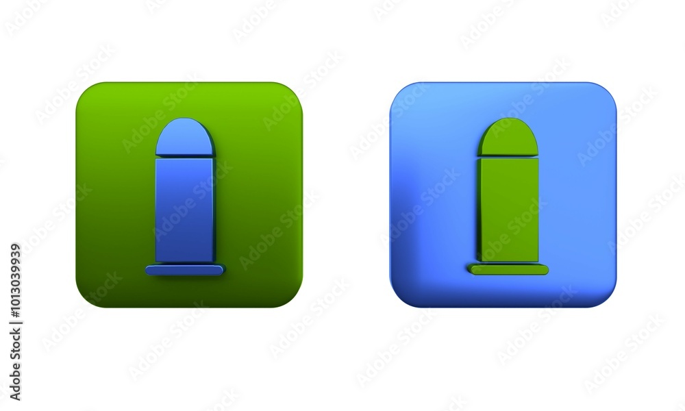 Colorful Bullet icon isolated on white background. Square button. 3D render illustration Colorful Bullet icon isolated on white background. Square button. 3D render illustration
