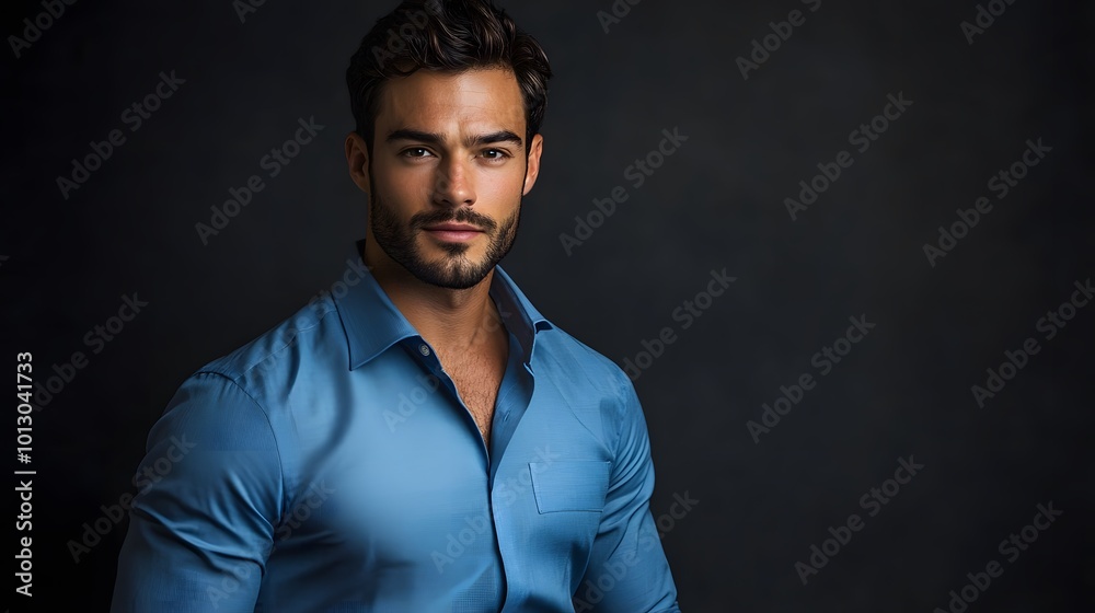 Portrait of a Handsome Man in a Blue Shirt Portrait of a Handsome Man in a Blue Shirt